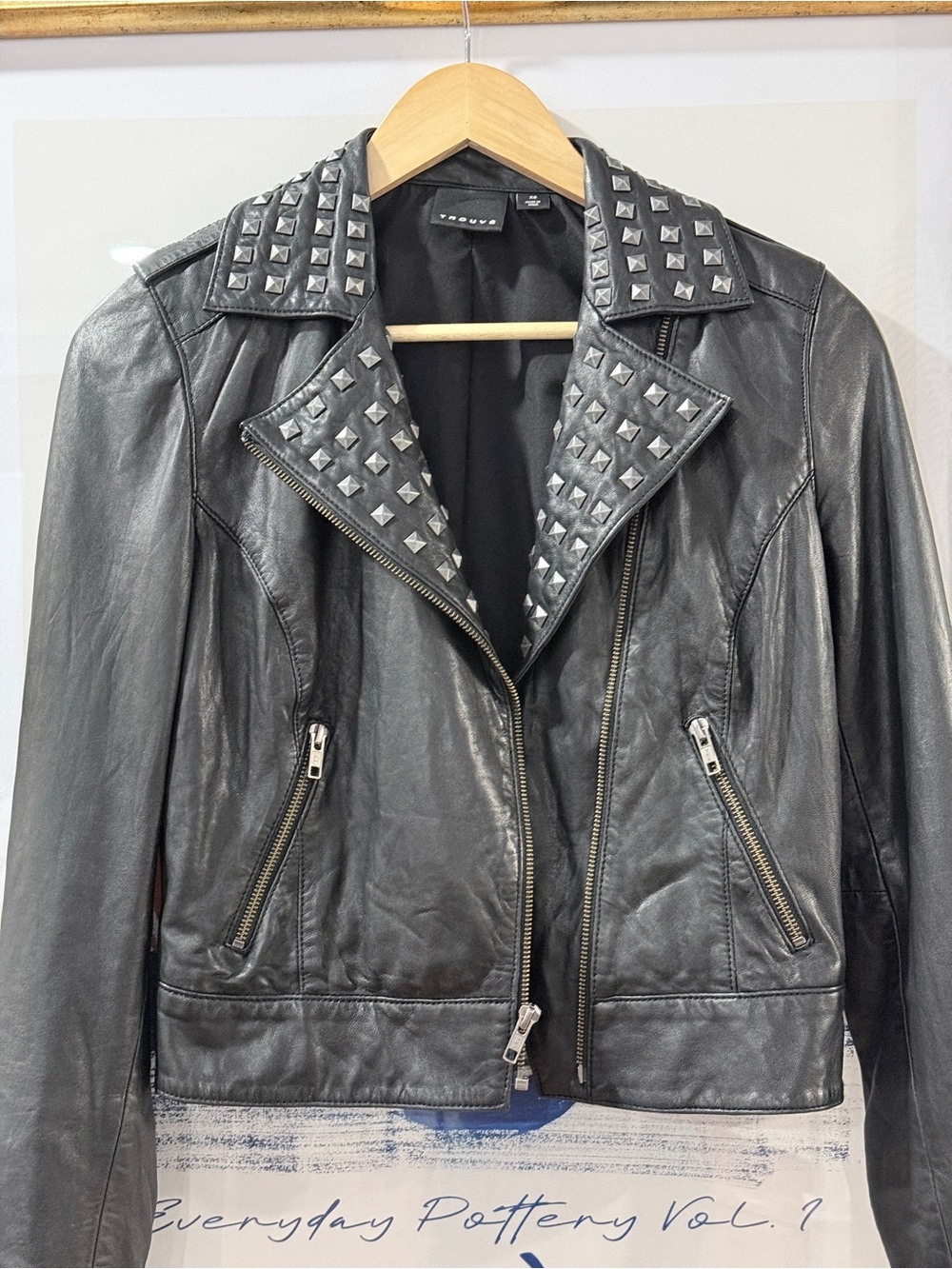 Trouvé Bikercore Studded Leather Jacket XS - Picture 2 of 6